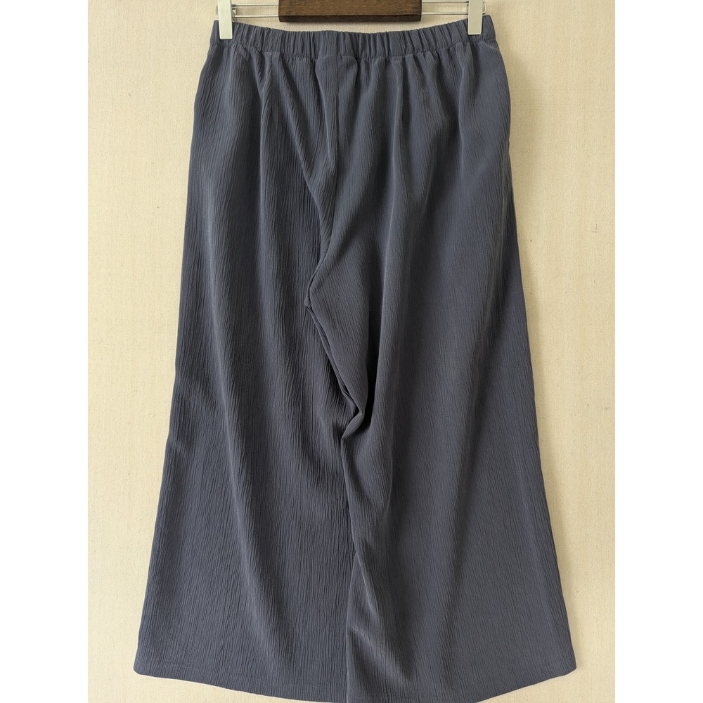 Pure Jill Wide Leg Crinkle Pants Women S Petite Gray Sand-Washed Tencel Modal - Picture 3 of 9